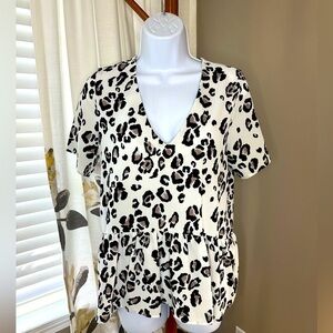 fab’rik Leopard Peplum Top Size Medium
